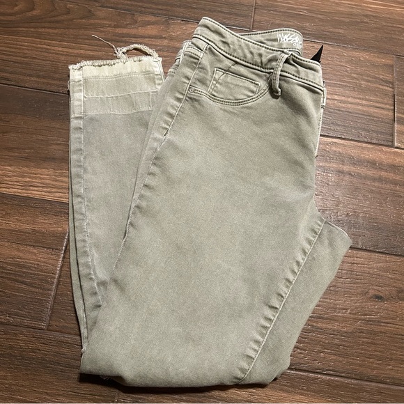 Mossimo Womens Size 8 / 29 R Stretch Distressed Mid Rise Olive Grey Jeggings - Picture 7 of 7